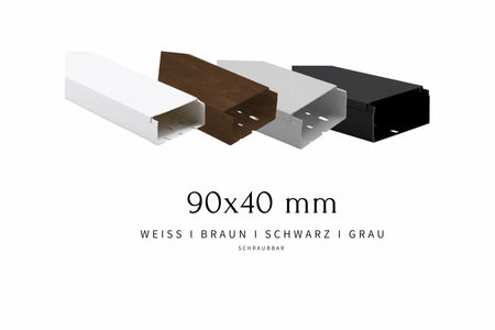 Kabelkanal Größe 90x40 in Farben Weiß, Grau, Braun & Schwarz