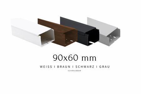Kabelkanal Größe 90x60 in Farben Weiß, Grau, Braun & Schwarz