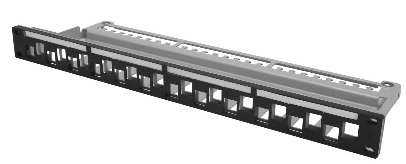 Produktbild von ProfiPatch Patchpanel 19 Zoll 24-Port Für Keystone Module – 1HE, Schwarz, Inkl. Kabelmanagement
