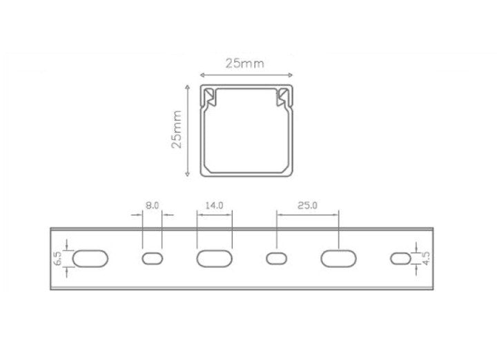 Kabelkanal - 25x25 mm Schwarz - Selbstklebend & Schraubbar