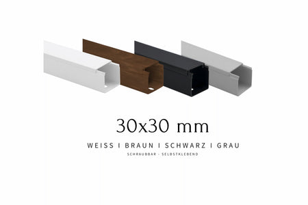 Kabelkanal Größe 30x30 in Farben Weiß, Grau, Braun & Schwarz