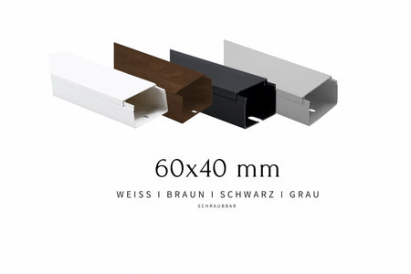 Kabelkanal Größe 60x40 in Farben Weiß, Grau, Braun & Schwarz