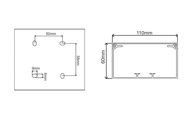 Kabelkanal - 110x60 mm Schwarz - Schraubbar