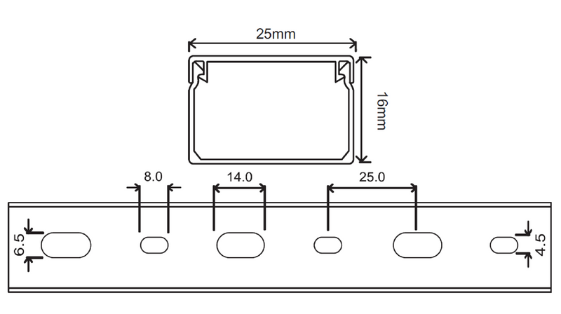 Kabelkanal - 25x16 mm Weiß - Selbstklebend & Schraubbar