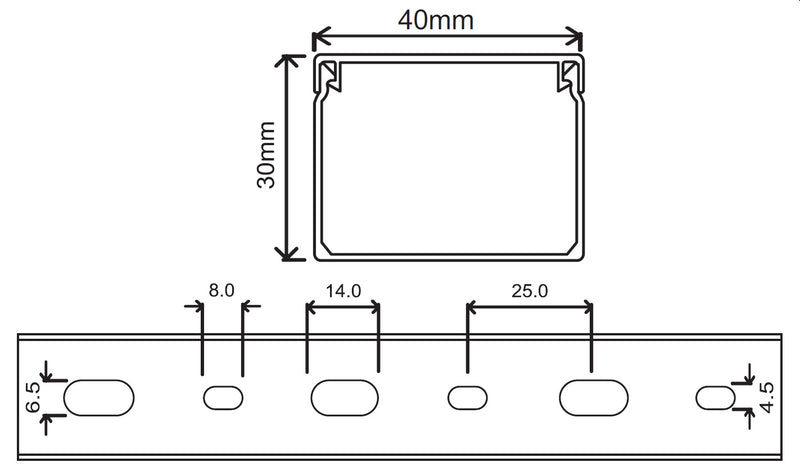 Kabelkanal - 40x30 mm Weiß - Schraubbar