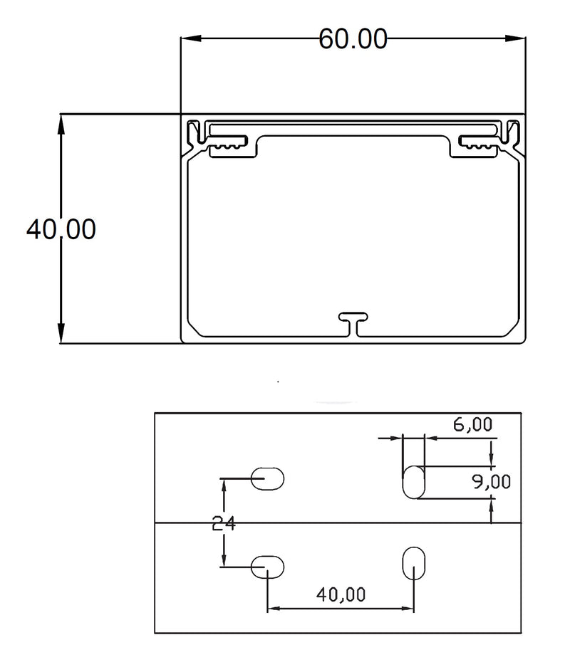 Kabelkanal - 60x40 mm Weiß (Reinweiß) - Schraubbar