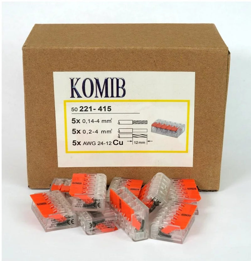 KOMIB 221-415 COMPACT-Verbindungsklemme mit Habel - 5-Leiter 50 Stück