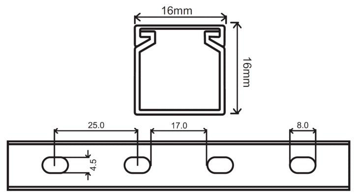 Kabelkanal - 16x16 mm Grau - Selbstklebend & Schraubbar