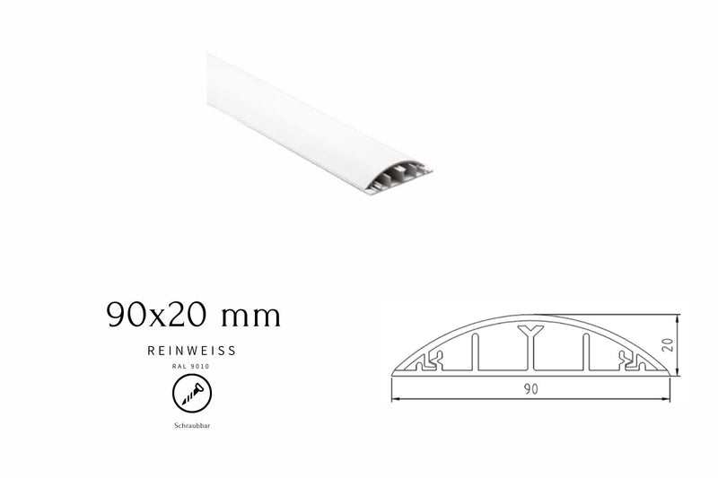 Bodenkanal - 90x20 mm Weiß - Selbstklebend - Kabelbrücke