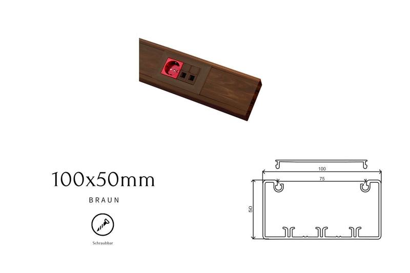 Brüstungskanal - 100x50 mm - Braun - Zubehör Brüstungskanal