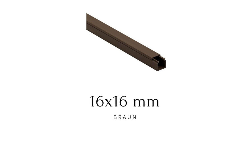 Kabelkanal - 16x16 mm Braun - Selbstklebend & Schraubbar - Kabelkanal