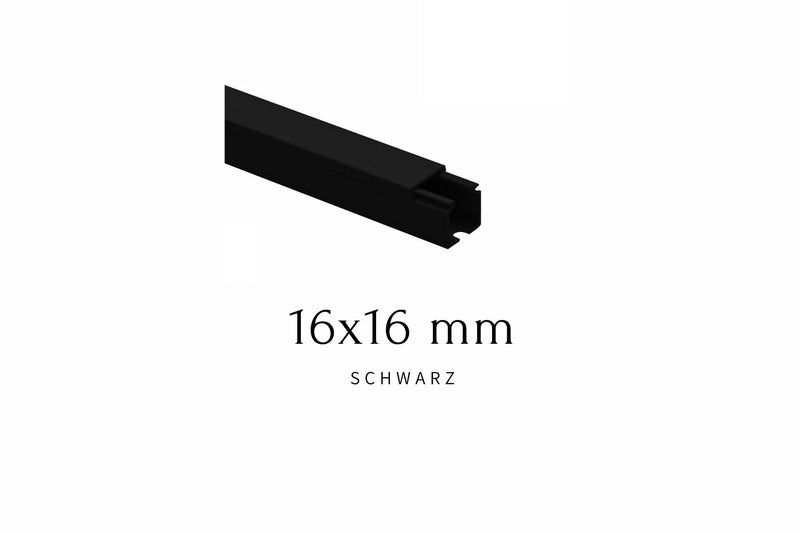 Kabelkanal - 16x16 mm Schwarz - Selbstklebend & Schraubbar