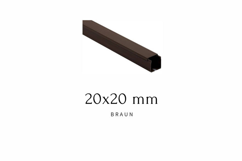 Kabelkanal - 20x20 mm Braun - Selbstklebend & Schraubbar - Kabelkanal