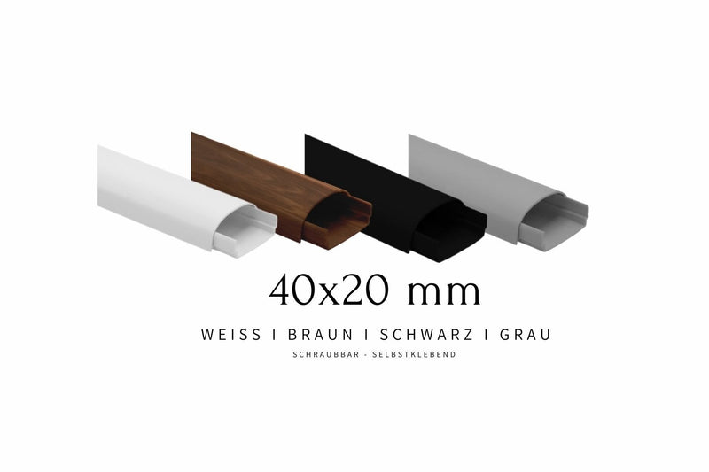 Kabelkanal Rund - 40x20 mm - Selbstklebend & Schraubbar - Kabelkanal